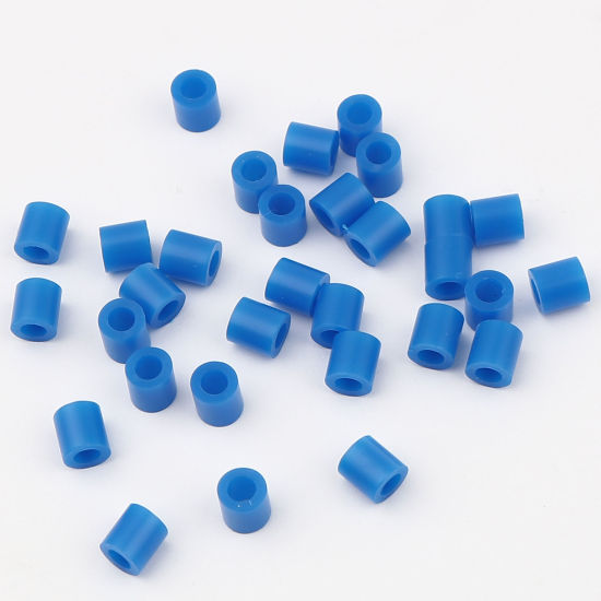 アクリルポニーバブルガム ビーズ 円筒形 サファイア・ブルー 約 5mm x 5mm、 穴：約 2.9mm、 2000 個 の画像