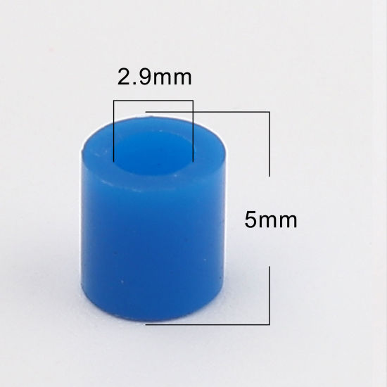 アクリルポニーバブルガム ビーズ 円筒形 サファイア・ブルー 約 5mm x 5mm、 穴：約 2.9mm、 2000 個 の画像