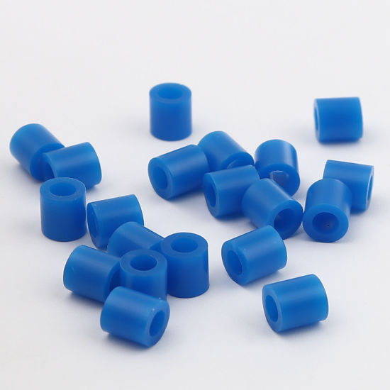 アクリルポニーバブルガム ビーズ 円筒形 サファイア・ブルー 約 5mm x 5mm、 穴：約 2.9mm、 2000 個 の画像