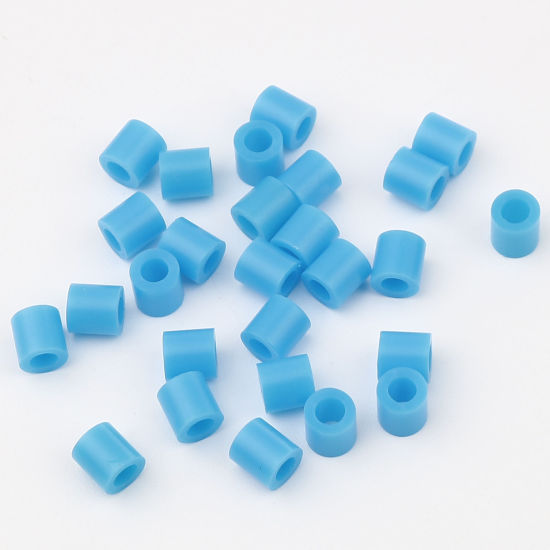 アクリルポニーバブルガム ビーズ 円筒形 青 約 5mm x 5mm、 穴：約 2.9mm、 2000 個 の画像