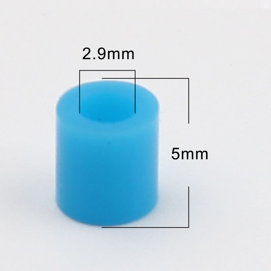 アクリルポニーバブルガム ビーズ 円筒形 青 約 5mm x 5mm、 穴：約 2.9mm、 2000 個 の画像