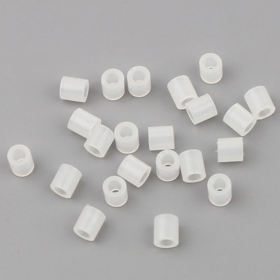 Image de Perles en Acrylique Poney Bubblegum Colonne Blanc Brille dans le Noir Lumineux 5mm x 5mm, Trou: env. 2.6mm, 2000 Pcs