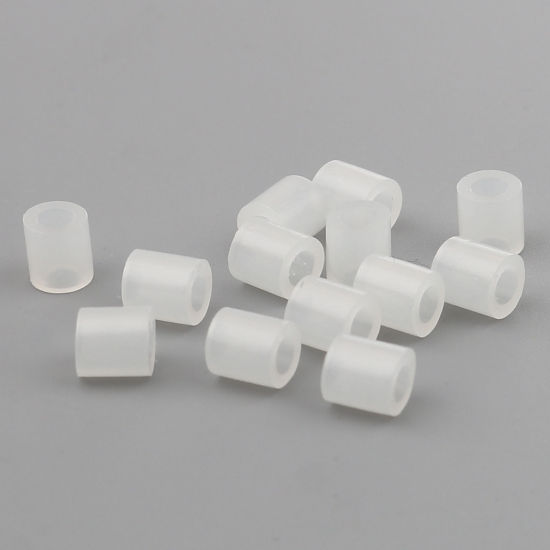 Image de Perles en Acrylique Poney Bubblegum Colonne Blanc Brille dans le Noir Lumineux 5mm x 5mm, Trou: env. 2.6mm, 2000 Pcs
