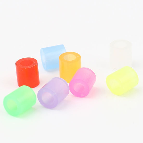 Image de Perles en Acrylique Poney Bubblegum Colonne Blanc Brille dans le Noir Lumineux 5mm x 5mm, Trou: env. 2.6mm, 2000 Pcs
