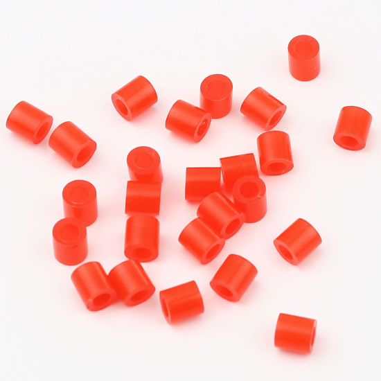 Image de Perles en Acrylique Poney Bubblegum Colonne Rouge Brille dans le Noir Lumineux 5mm x 5mm, Trou: env. 2.6mm, 2000 Pcs