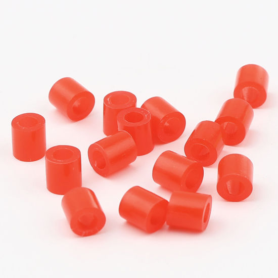 Image de Perles en Acrylique Poney Bubblegum Colonne Rouge Brille dans le Noir Lumineux 5mm x 5mm, Trou: env. 2.6mm, 2000 Pcs