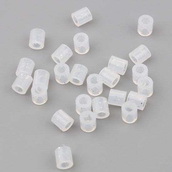 Image de Perles en Acrylique Poney Bubblegum Colonne Blanc Brillant Paillettes 5mm x 5mm, Trou: env. 2.8mm, 2000 Pcs