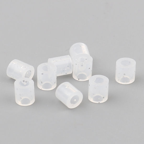 Image de Perles en Acrylique Poney Bubblegum Colonne Blanc Brillant Paillettes 5mm x 5mm, Trou: env. 2.8mm, 2000 Pcs