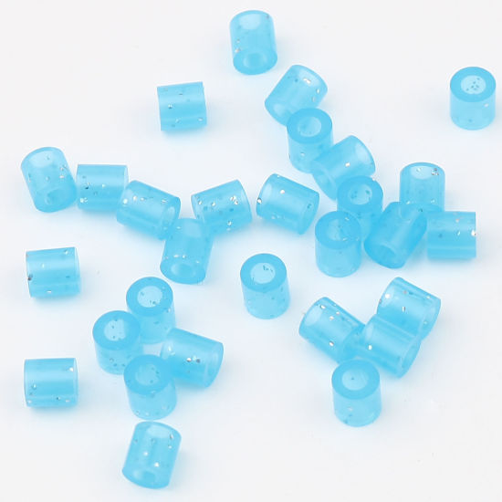 Image de Perles en Acrylique Poney Bubblegum Colonne Bleu Brillant Paillettes 5mm x 5mm, Trou: env. 2.8mm, 2000 Pcs