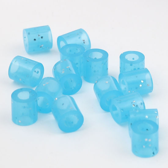 Image de Perles en Acrylique Poney Bubblegum Colonne Bleu Brillant Paillettes 5mm x 5mm, Trou: env. 2.8mm, 2000 Pcs