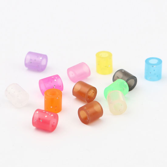 Image de Perles en Acrylique Poney Bubblegum Colonne Café Brillant Paillettes 5mm x 5mm, Trou: env. 2.8mm, 2000 Pcs
