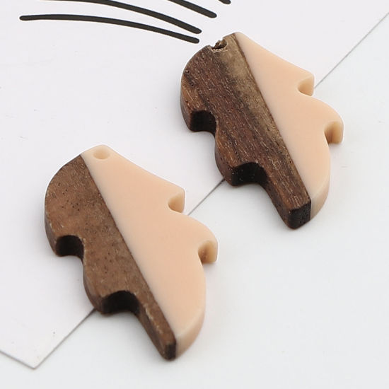 Image de Pendentifs en Résine Résine à Effet de Bois Naturel Feuille Orange 32mm x 16mm, 5 Pcs