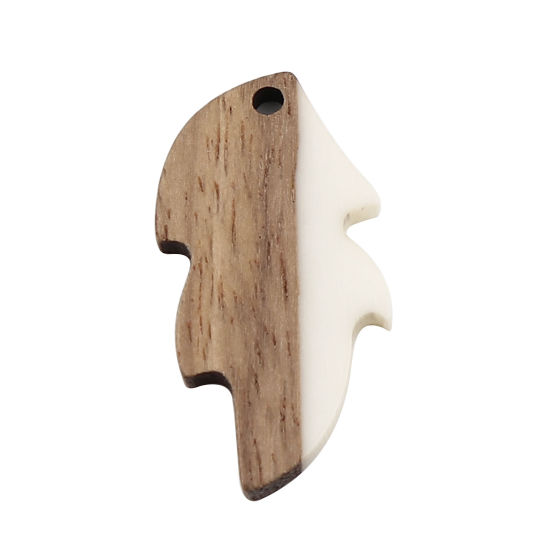 Image de Pendentifs en Résine Résine à Effet de Bois Naturel Feuille Crème 32mm x 16mm, 5 Pcs