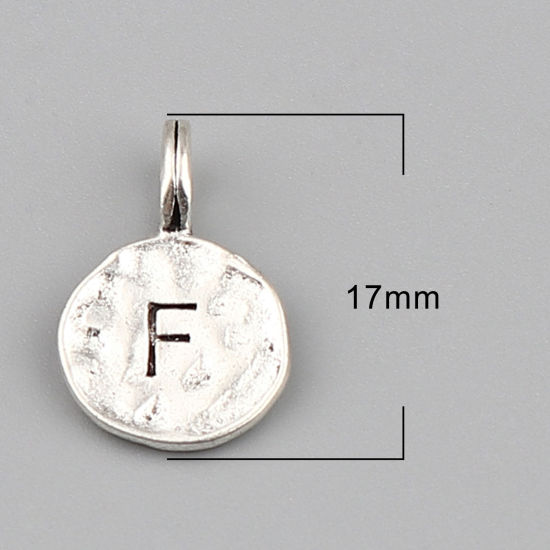 Picture of Zinc Based Alloy Charms Mixed Antique Silver Color Initial Alphabet/ Capital Letter 17mm x 11mm, 1 Set ( 26 PCs/Set)