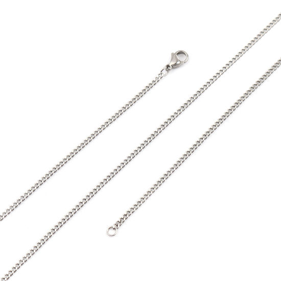 Image de Colliers En Gros Argent Mat en 304 Acier Inoxydable, Chaîne Maille Cheval, Unisexe Minimaliste Cadeau Bijoux pour Détaillants 60cm long, Taille de la Chaîne: 2.2mm, 1 Pièce