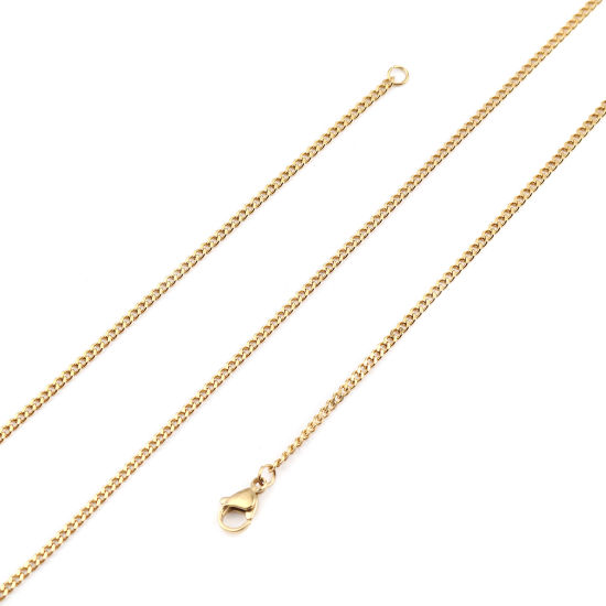Image de Colliers En Gros Doré en 304 Acier Inoxydable, Chaîne Maille Cheval, Unisexe Placage sous Vide Minimaliste Cadeau Bijoux pour Détaillants 60cm long, Taille de la Chaîne: 2.2mm, 1 Pièce