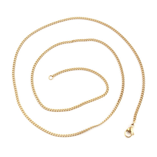 Image de Colliers En Gros Doré en 304 Acier Inoxydable, Chaîne Maille Cheval, Unisexe Placage sous Vide Minimaliste Cadeau Bijoux pour Détaillants 60cm long, Taille de la Chaîne: 2.2mm, 1 Pièce