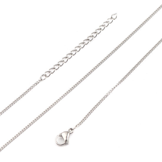 Image de Colliers En Gros Argent Mat en 304 Acier Inoxydable, Chaîne Maille Cheval, Unisexe Minimaliste Cadeau Bijoux pour Détaillants 45cm long, Taille de la Chaîne: 1.5mm, 1 Pièce