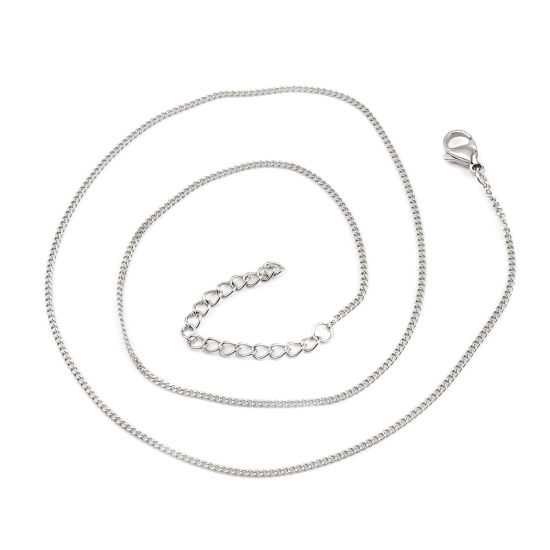 Image de Colliers En Gros Argent Mat en 304 Acier Inoxydable, Chaîne Maille Cheval, Unisexe Minimaliste Cadeau Bijoux pour Détaillants 45cm long, Taille de la Chaîne: 1.5mm, 1 Pièce