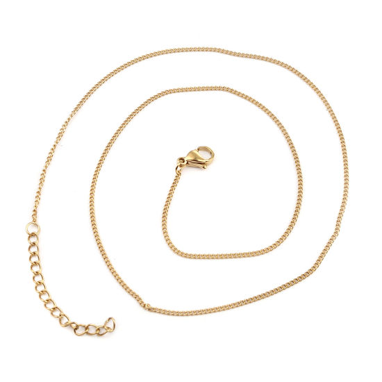 Image de Colliers En Gros Doré en 304 Acier Inoxydable, Chaîne Maille Cheval, Unisexe Placage sous Vide Minimaliste Cadeau Bijoux pour Détaillants 45cm long, Taille de la Chaîne: 1.5mm, 1 Pièce