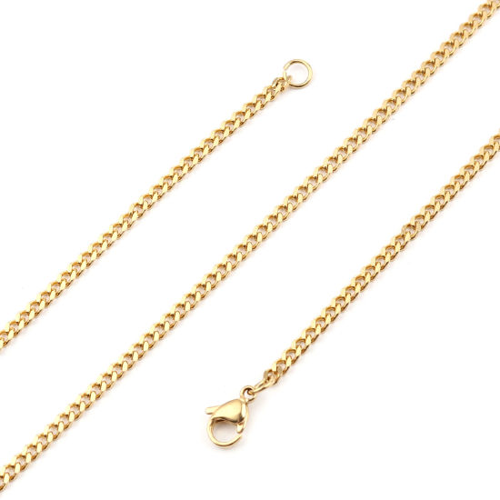 Image de Colliers En Gros Doré en 304 Acier Inoxydable, Chaîne Maille Cheval, Unisexe Placage sous Vide Minimaliste Cadeau Bijoux pour Détaillants 60cm long, Taille de la Chaîne: 2.8mm, 1 Pièce
