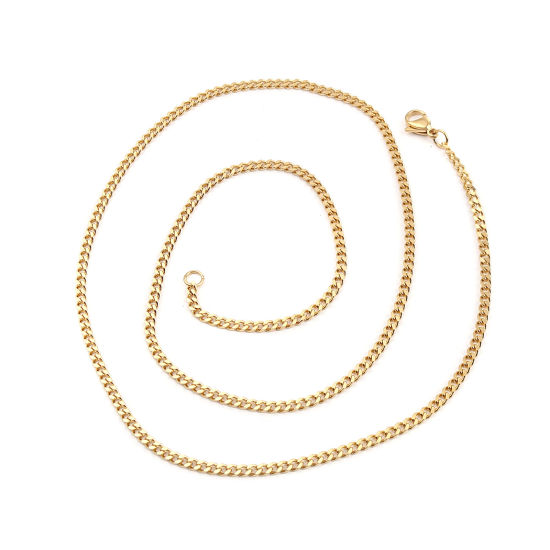 Image de Colliers En Gros Doré en 304 Acier Inoxydable, Chaîne Maille Cheval, Unisexe Placage sous Vide Minimaliste Cadeau Bijoux pour Détaillants 60cm long, Taille de la Chaîne: 2.8mm, 1 Pièce