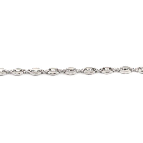 Image de Chaînes de Cheville Élégant en 304 Acier Inoxydable Chaînes Argent Mat Grain de Café 21cm - 20cm long, 1 Pièce