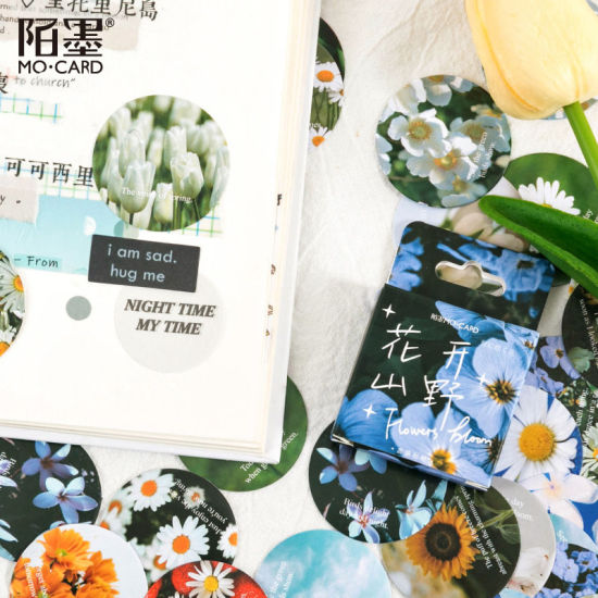 Image de DIY Papier Autocollant Décoration en Papier Fleurs Multicolore 1 Boîte (Env. 46 Pcs/Boîte)