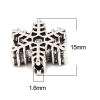 Picture of Zinc Based Alloy Spacer Beads Christmas Snowflake Antique Silver Color About 15mm x 13mm, Hole: Approx 1.6mm, 30 PCs