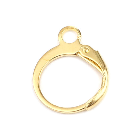 Image de Boucles d'Oreilles Créole Anneaux en Alliage de Fer Annulaire Doré avec Boucle 15mm x 12mm, Epaisseur de Fil: (20 gauge), 1 Paquet （ 20 Pcs/Paquet)