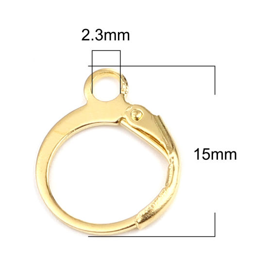 Image de Boucles d'Oreilles Créole Anneaux en Alliage de Fer Annulaire Doré avec Boucle 15mm x 12mm, Epaisseur de Fil: (20 gauge), 1 Paquet （ 20 Pcs/Paquet)
