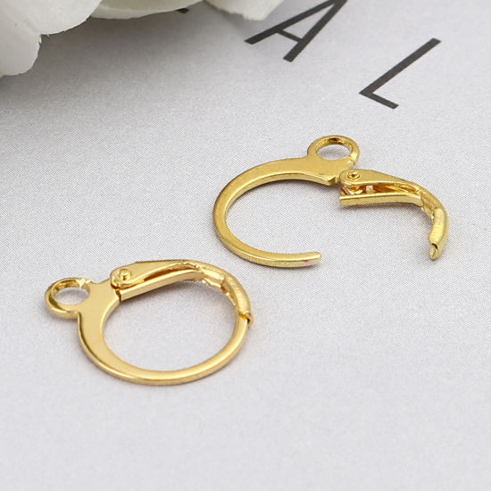 Image de Boucles d'Oreilles Créole Anneaux en Alliage de Fer Annulaire Doré avec Boucle 15mm x 12mm, Epaisseur de Fil: (20 gauge), 1 Paquet （ 20 Pcs/Paquet)