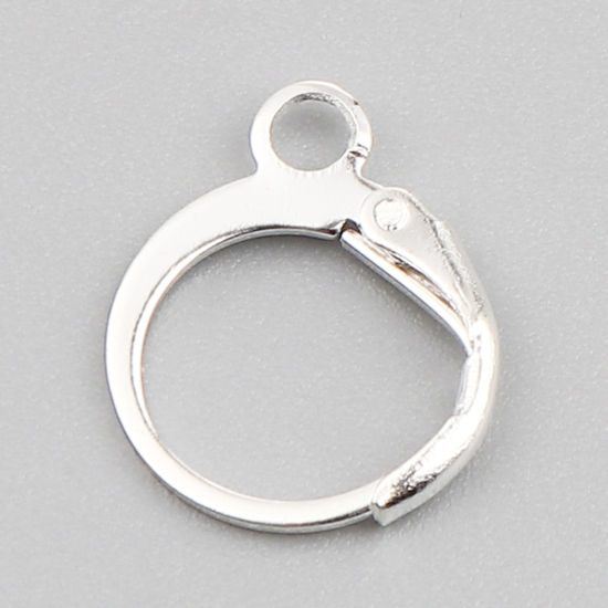 Image de Boucles d'Oreilles Créole Anneaux en Alliage de Fer Annulaire Argenté avec Boucle 15mm x 12mm, Epaisseur de Fil: (20 gauge), 1 Paquet （ 20 Pcs/Paquet)
