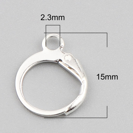 Image de Boucles d'Oreilles Créole Anneaux en Alliage de Fer Annulaire Argenté avec Boucle 15mm x 12mm, Epaisseur de Fil: (20 gauge), 1 Paquet （ 20 Pcs/Paquet)