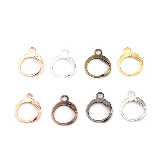 Image de Boucles d'Oreilles Créole Anneaux en Alliage de Fer Annulaire Argenté avec Boucle 15mm x 12mm, Epaisseur de Fil: (20 gauge), 1 Paquet （ 20 Pcs/Paquet)