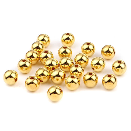 CCB プラスチック ビーズ 円形 金メッキ メッキ 約 8mm 直径、 穴：約 1.8mm、 1 パック (約 100 個/パッケージ) の画像