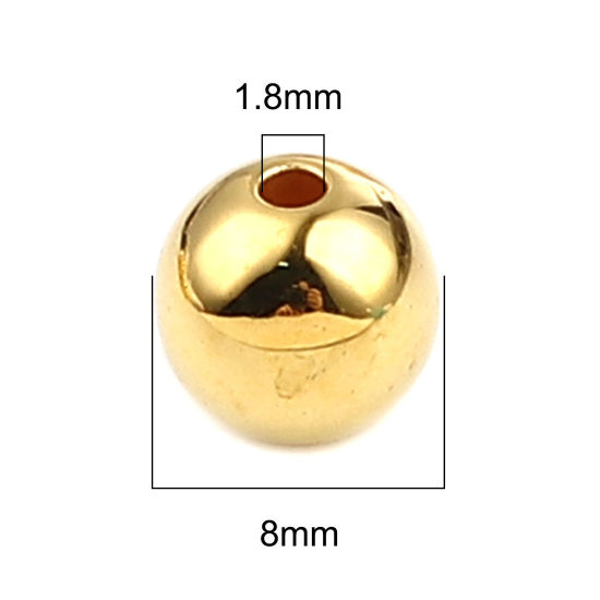 CCB プラスチック ビーズ 円形 金メッキ メッキ 約 8mm 直径、 穴：約 1.8mm、 1 パック (約 100 個/パッケージ) の画像