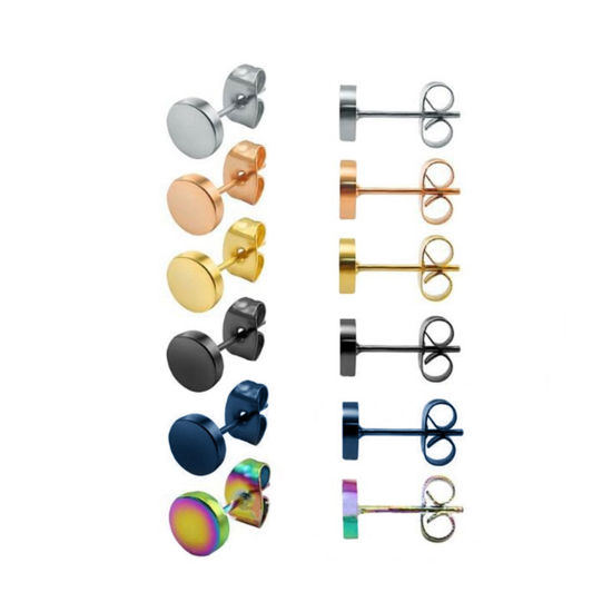 ステンレス鋼 ピアスイヤリング ローズゴールド 円形 6mm 直径、 1 ペア の画像