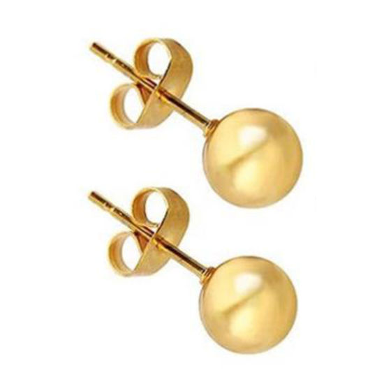 Image de Boucles d'Oreilles Puces en Acier Inoxydable Doré Balle 3mm Dia., 1 Paire