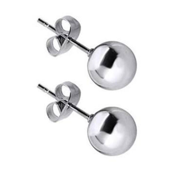 Image de Boucles d'Oreilles Puces en Acier Inoxydable Argent Mat Balle 5mm Dia., 1 Paire