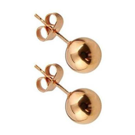 Image de Boucles d'Oreilles Puces en Acier Inoxydable Or Rose Balle 8mm Dia., 1 Paire