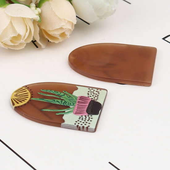 Picture of Acrylic Pendants Arched Coffee Pot Plant 38mm x 27mm, 3 PCs