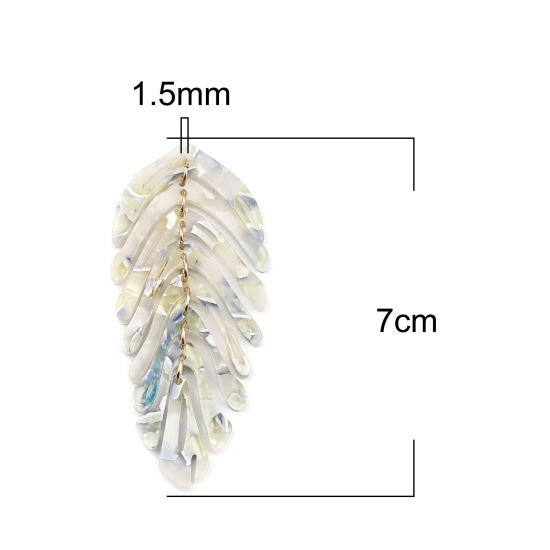 Image de Pendentifs en Résine d'Acide Acétique Acetimar Marbre Feuille Doré Bleu & Vert 70mm x 30mm, 2 Pcs