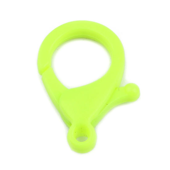 ABS アクセサリーパーツ・金具 カニカン 蛍光きいろ 25mm x 17mm、 30 個 の画像