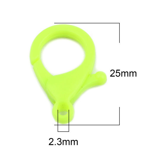 ABS アクセサリーパーツ・金具 カニカン 蛍光きいろ 25mm x 17mm、 30 個 の画像