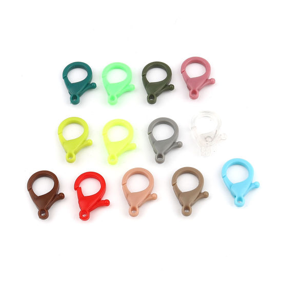 ABS アクセサリーパーツ・金具 カニカン 蛍光きいろ 25mm x 17mm、 30 個 の画像