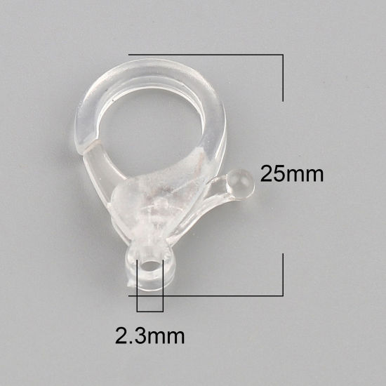 ABS アクセサリーパーツ・金具 カニカン クリア色 25mm x 17mm、 30 個 の画像