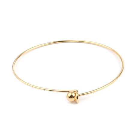 Stainless Steel Bangles Bracelets Circle Ring Gold Plated Adjustable 21cm(8 2/8") long, 1 Piece