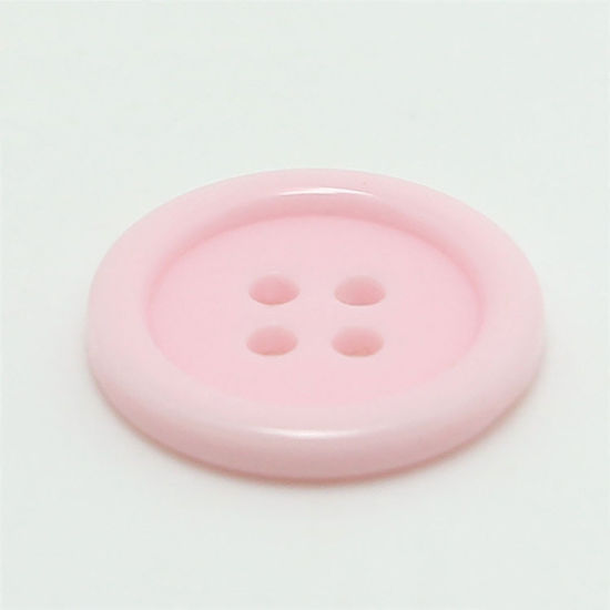 Image de Bouton de Couture en Résine 4 Trous Rond Rose 11.5mm Dia, 100 Pcs