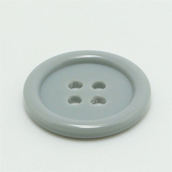 Image de Bouton de Couture en Résine 4 Trous Rond Gris 20mm Dia, 100 Pcs